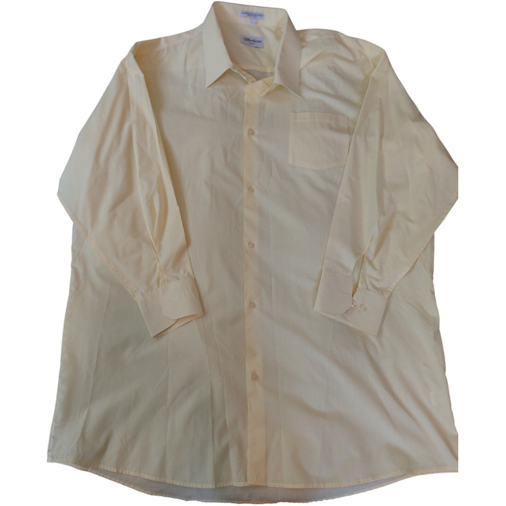 Berlioni Italy Mens Dress Shirt 5XL Pale Yellow Long Slv 21-21.5 38/39. A361